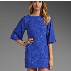 Alice + Olivia blue sequin mini shift dress